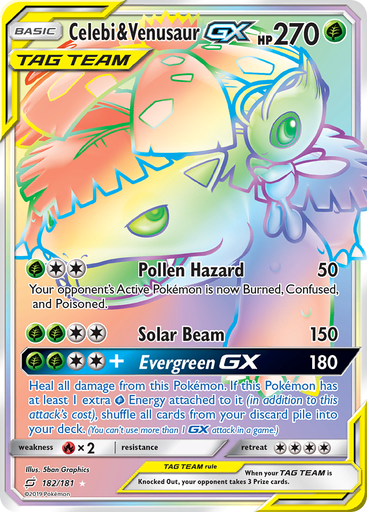 Celebi & Venusaur GX (182/181) [Sun & Moon: Team Up] | PLUS EV GAMES 