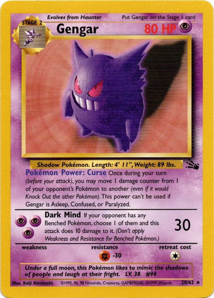 Gengar (20/62) [Fossil Unlimited] | PLUS EV GAMES 