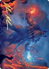 Aegar, the Freezing Flame (Gold-Stamped Signature) [Kaldheim: Art Series] | PLUS EV GAMES 