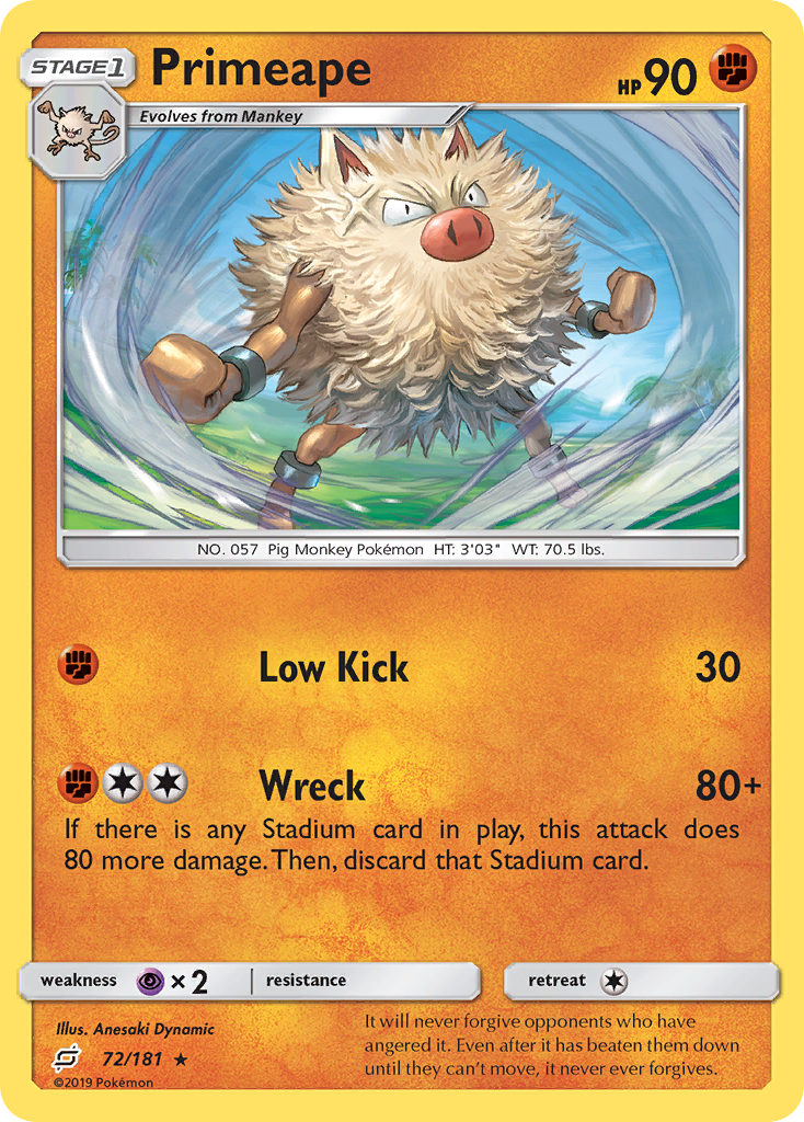 Primeape (72/181) [Sun & Moon: Team Up] | PLUS EV GAMES 