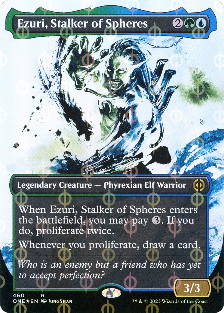 Ezuri, Stalker of Spheres (Borderless Ichor Step-and-Compleat Foil) [Phyrexia: All Will Be One] | PLUS EV GAMES 