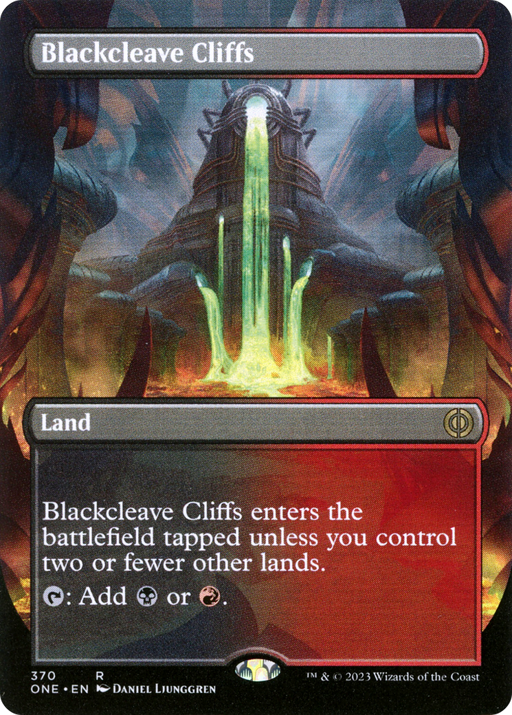 Blackcleave Cliffs (Borderless Alternate Art) [Phyrexia: All Will Be One] | PLUS EV GAMES 