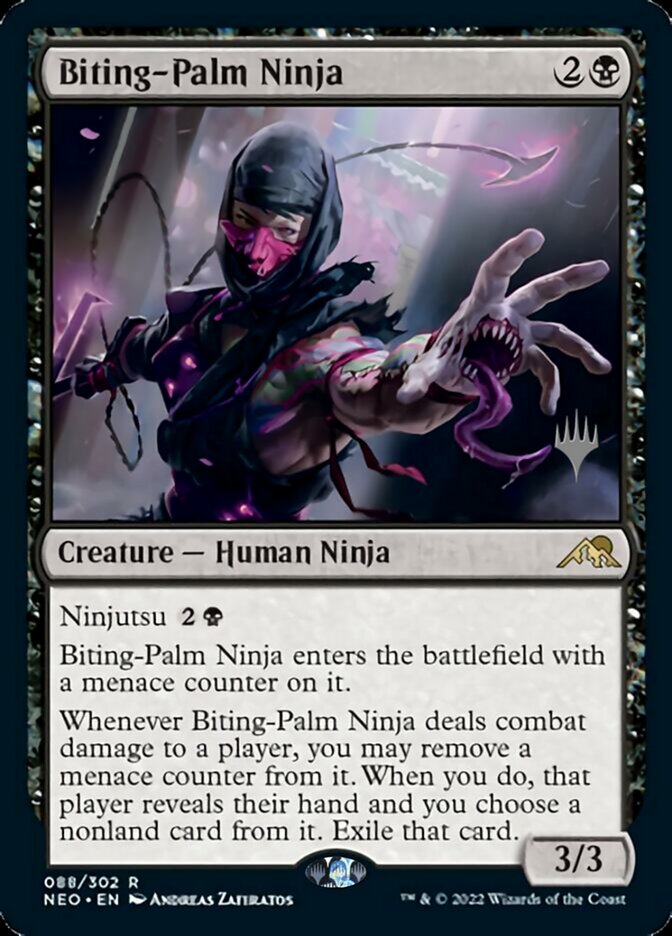 Biting-Palm Ninja (Promo Pack) [Kamigawa: Neon Dynasty Promos] | PLUS EV GAMES 