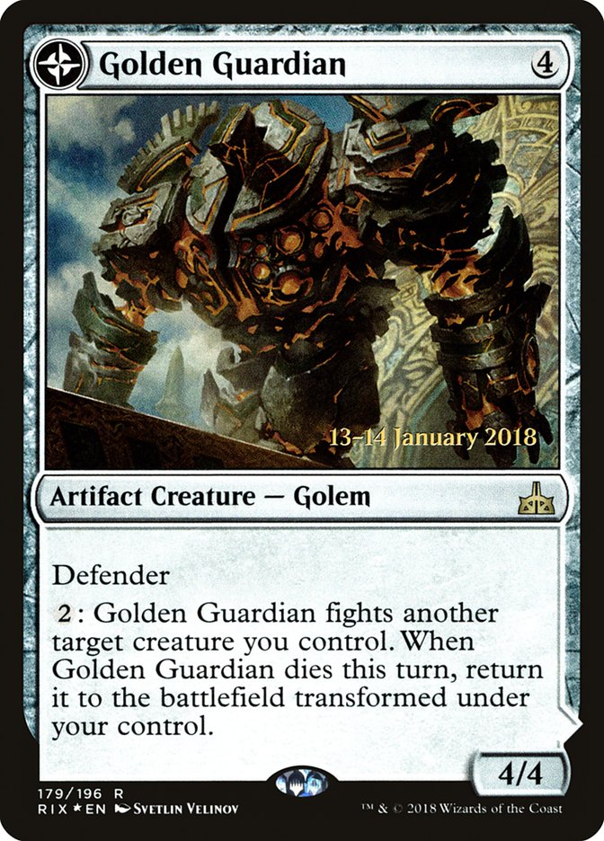 Golden Guardian // Gold-Forge Garrison [Rivals of Ixalan Prerelease Promos] | PLUS EV GAMES 
