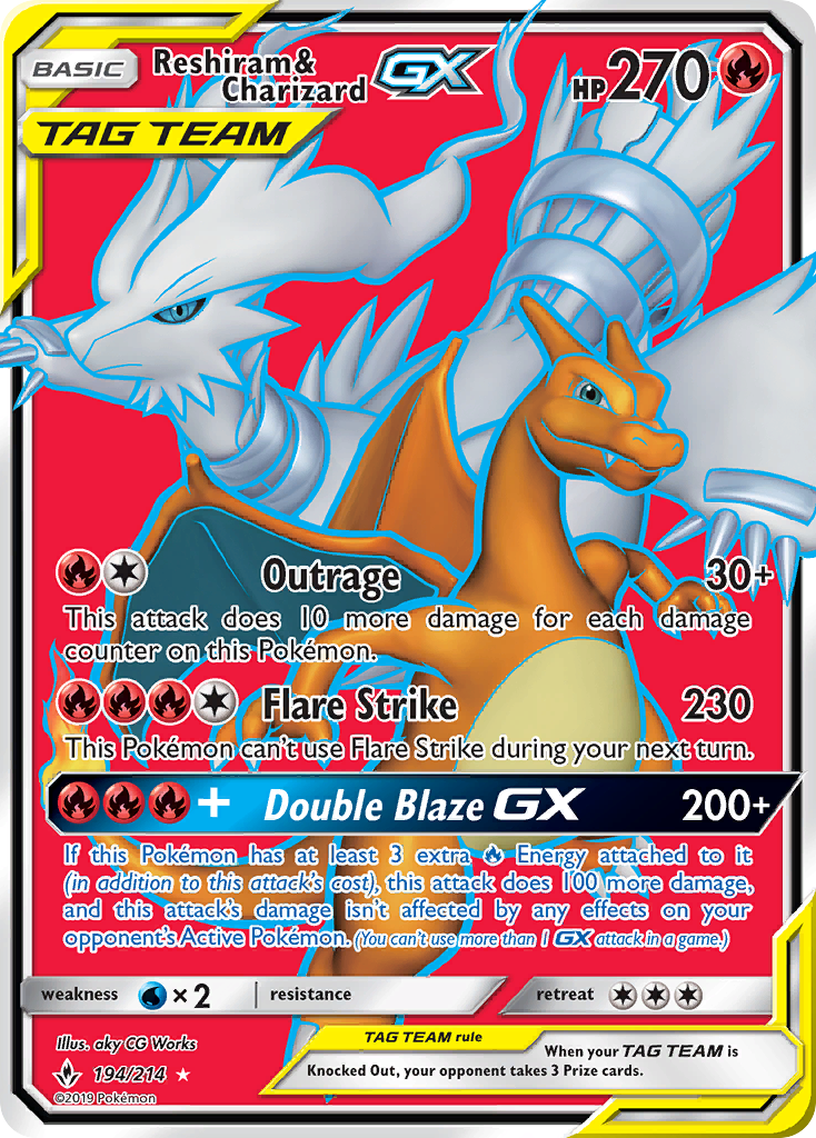 Reshiram & Charizard GX (194/214) [Sun & Moon: Unbroken Bonds] | PLUS EV GAMES 