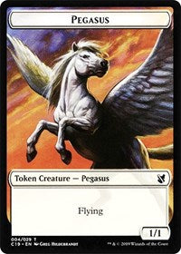 Pegasus // Human Double-sided Token [Commander 2019 Tokens] | PLUS EV GAMES 