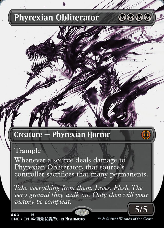 Phyrexian Obliterator (Borderless Ichor Step-and-Compleat Foil) [Phyrexia: All Will Be One] | PLUS EV GAMES 