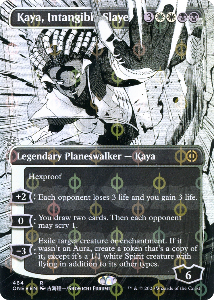 Kaya, Intangible Slayer (Borderless Manga Step-and-Compleat Foil) [Phyrexia: All Will Be One] | PLUS EV GAMES 