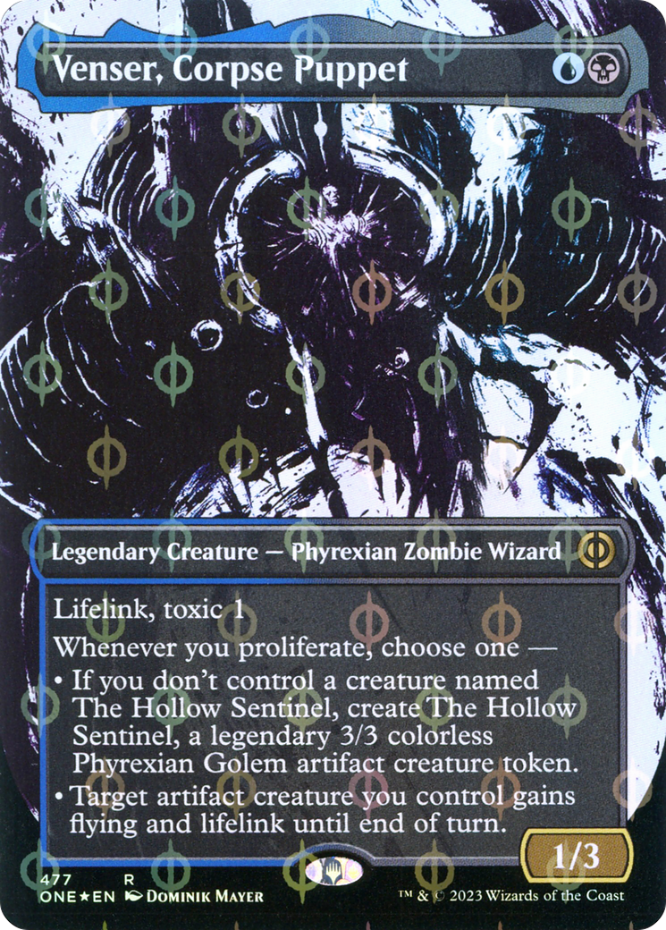 Venser, Corpse Puppet (Borderless Ichor Step-and-Compleat Foil) [Phyrexia: All Will Be One] | PLUS EV GAMES 