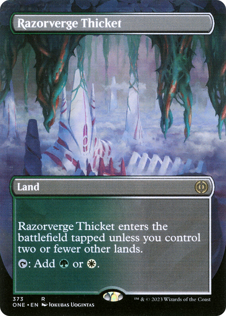 Razorverge Thicket (Borderless Alternate Art) [Phyrexia: All Will Be One] | PLUS EV GAMES 