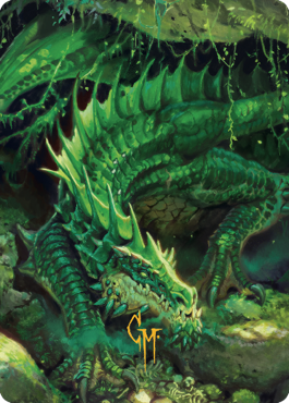 Lurking Green Dragon Art Card (Gold-Stamped Signature) [Commander Legends: Battle for Baldur's Gate Art Series] | PLUS EV GAMES 