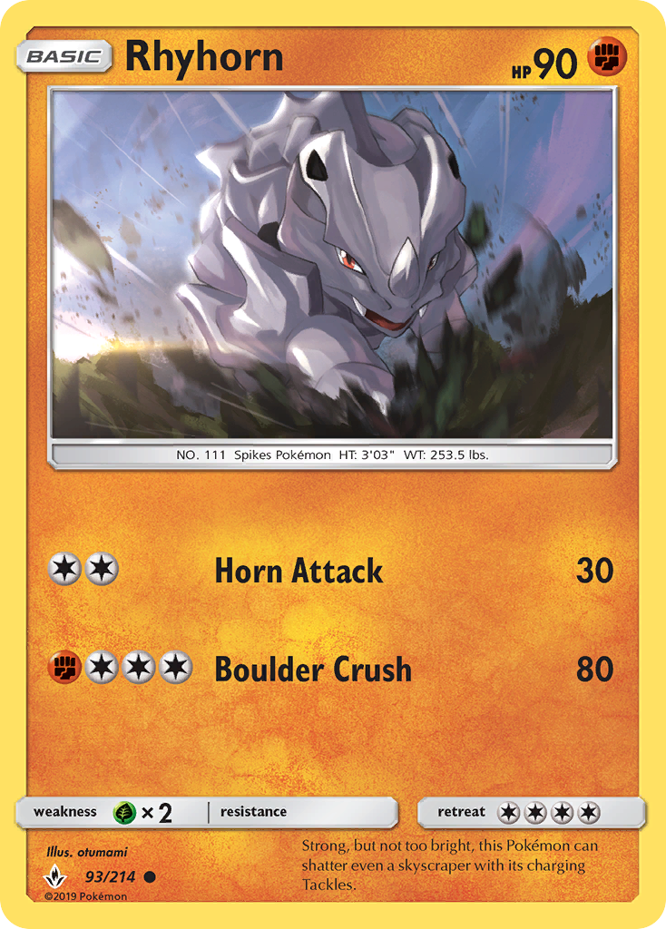 Rhyhorn (93/214) [Sun & Moon: Unbroken Bonds] | PLUS EV GAMES 