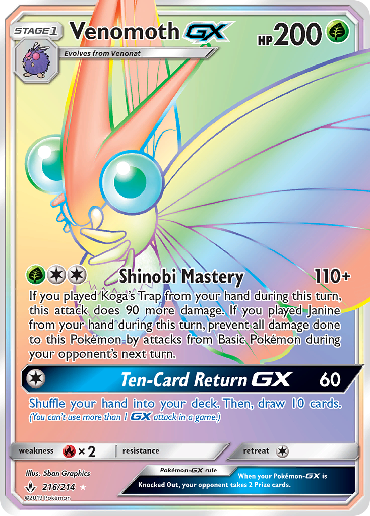 Venomoth GX (216/214) [Sun & Moon: Unbroken Bonds] | PLUS EV GAMES 