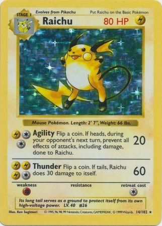 Raichu (14/102) [Base Set (Shadowless)] | PLUS EV GAMES 