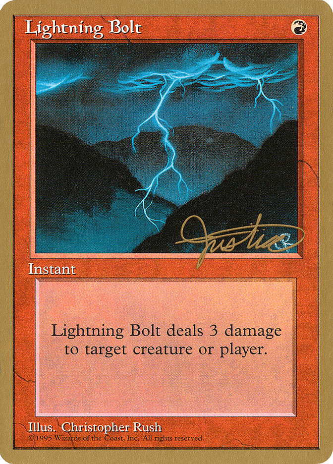 Lightning Bolt (Mark Justice) [Pro Tour Collector Set] | PLUS EV GAMES 