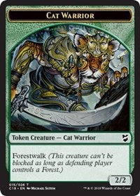 Cat Warrior // Plant Double-sided Token [Commander 2018 Tokens] | PLUS EV GAMES 