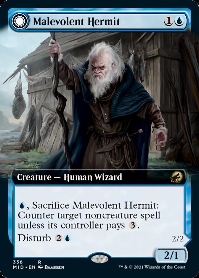 Malevolent Hermit // Benevolent Geist (Extended) [Innistrad: Midnight Hunt] | PLUS EV GAMES 