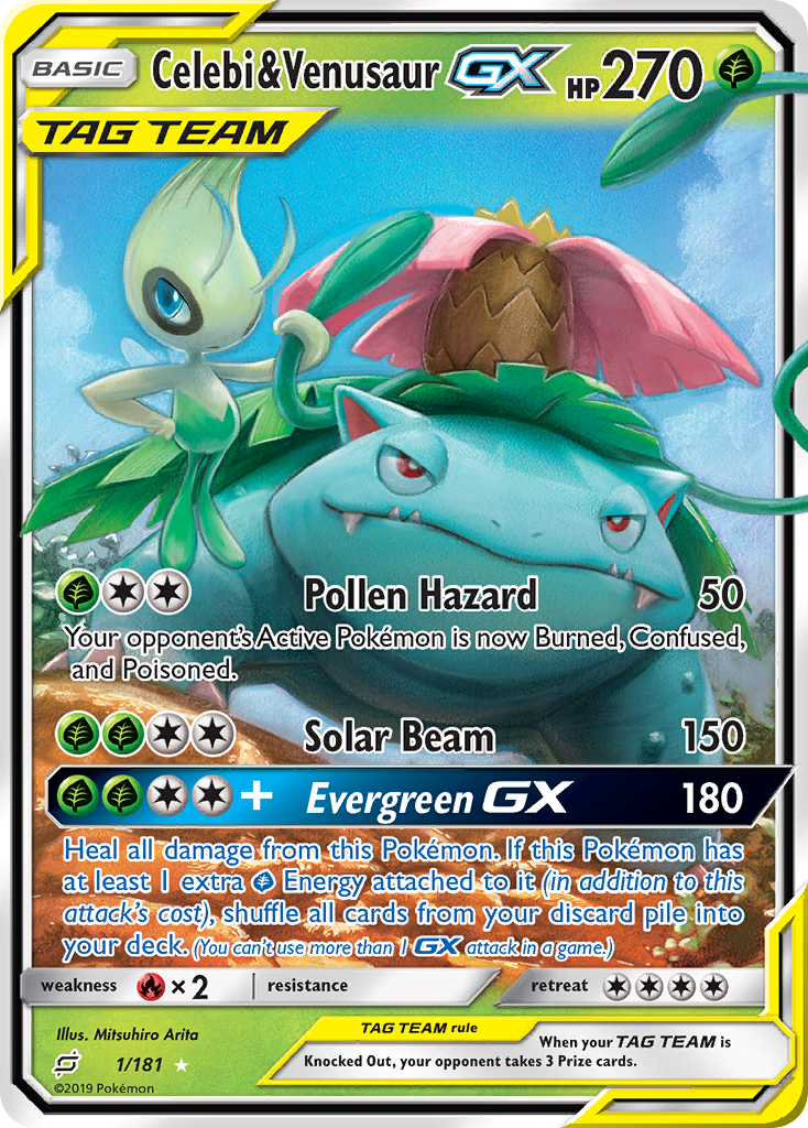 Celebi & Venusaur GX (1/181) [Sun & Moon: Team Up] | PLUS EV GAMES 