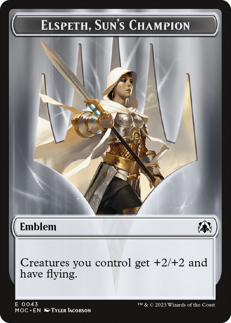 Warrior // Elspeth, Sun's Champion Emblem Double-Sided Token [March of the Machine Commander Tokens] | PLUS EV GAMES 