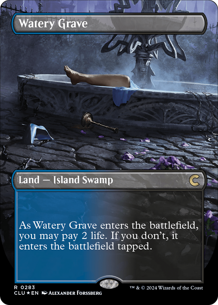 Watery Grave (Borderless) [Ravnica: Clue Edition] | PLUS EV GAMES 