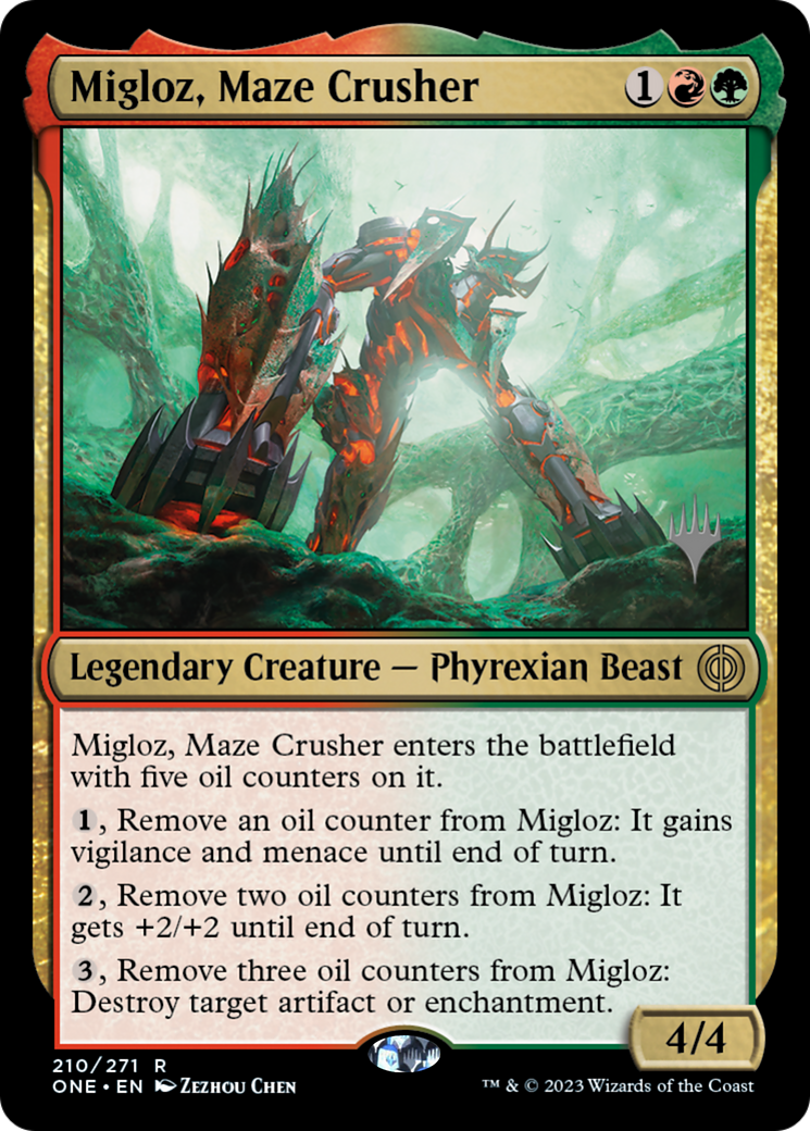 Migloz, Maze Crusher (Promo Pack) [Phyrexia: All Will Be One Promos] | PLUS EV GAMES 