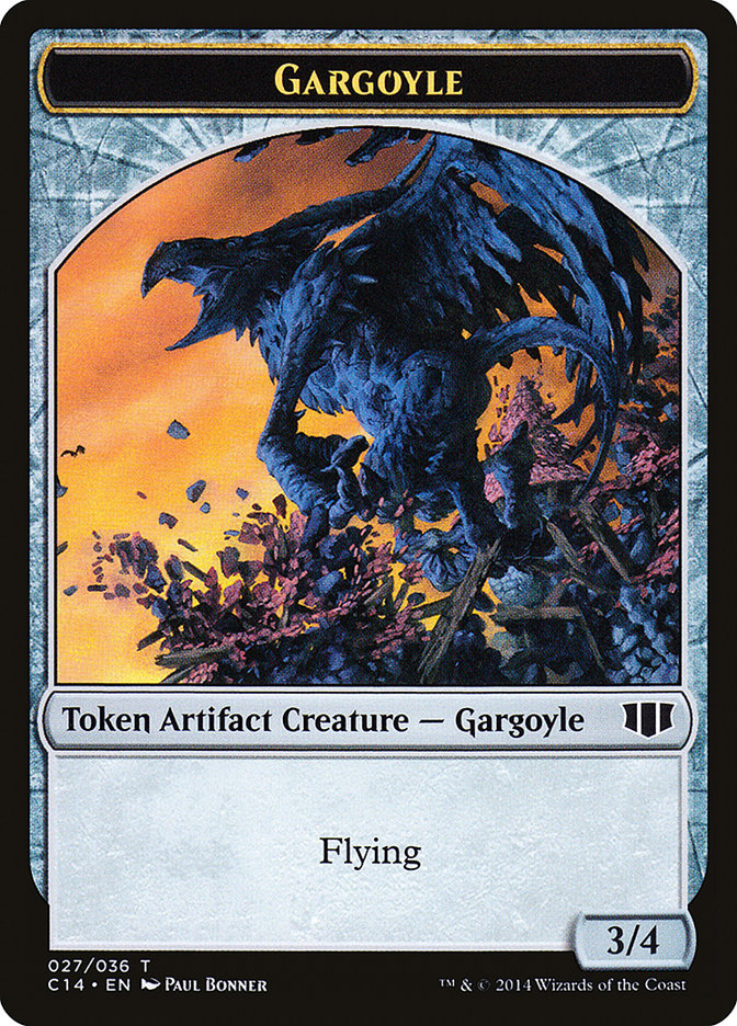 Gargoyle // Elf Warrior Double-sided Token [Commander 2014 Tokens] | PLUS EV GAMES 