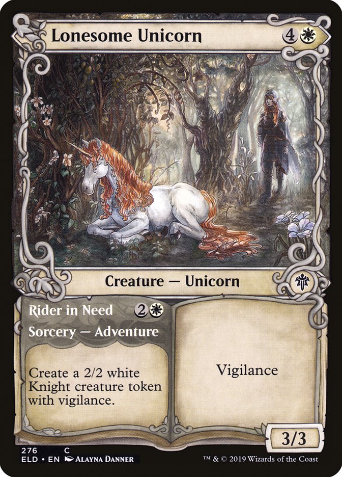 Lonesome Unicorn // Rider in Need (Showcase) [Throne of Eldraine] | PLUS EV GAMES 