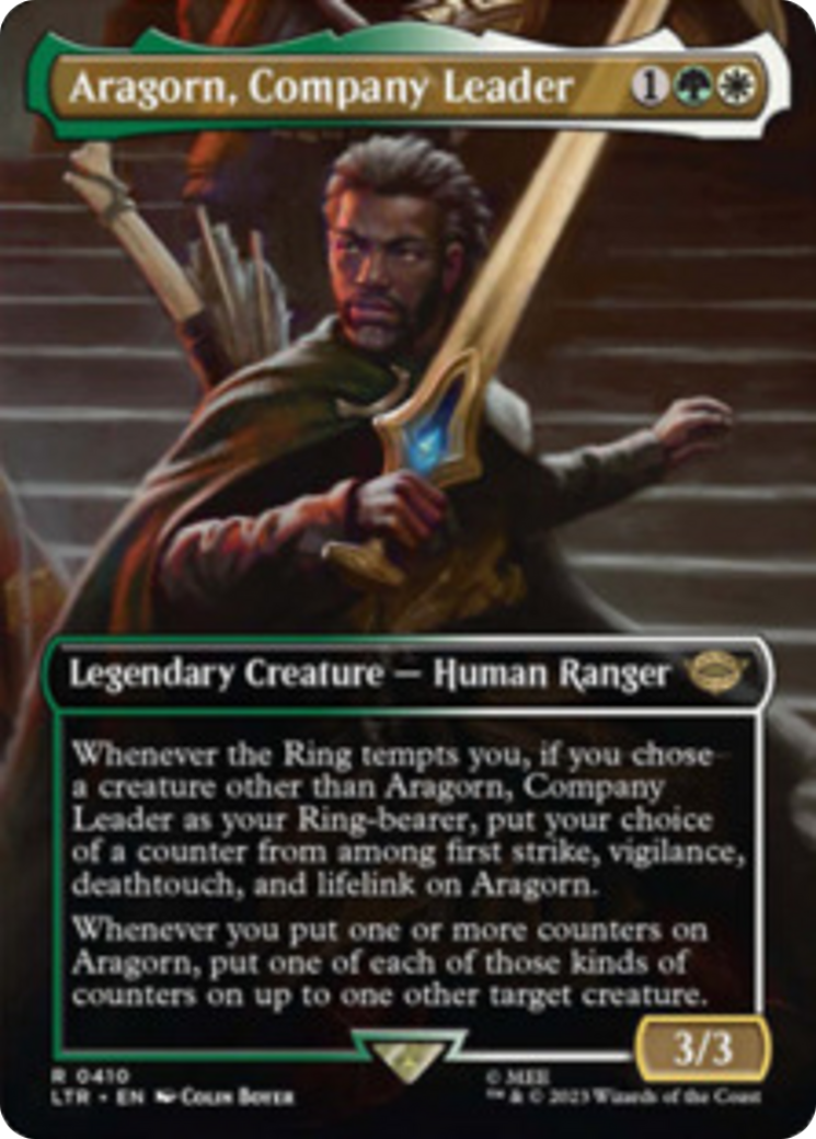 Aragorn, Company Leader (Borderless Alternate Art) [The Lord of the Rings: Tales of Middle-Earth] | PLUS EV GAMES 