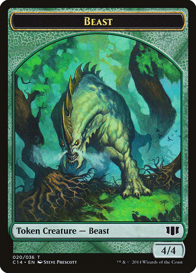 Elf Druid // Beast (020/036) Double-sided Token [Commander 2014 Tokens] | PLUS EV GAMES 