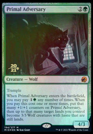 Primal Adversary [Innistrad: Midnight Hunt Prerelease Promos] | PLUS EV GAMES 