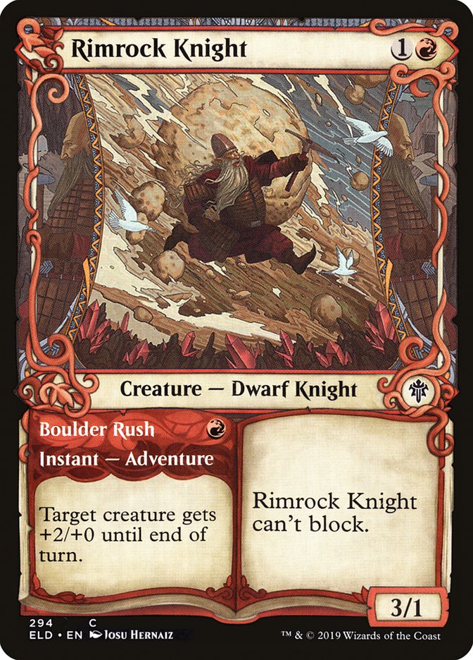 Rimrock Knight // Boulder Rush (Showcase) [Throne of Eldraine] | PLUS EV GAMES 