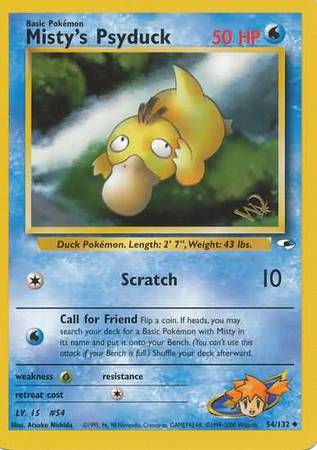 Misty's Psyduck (54/132) (W Stamped Promo) [Gym Heroes Unlimited] | PLUS EV GAMES 