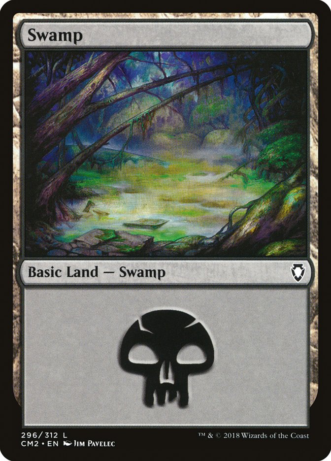 Swamp (296) [Commander Anthology Volume II] | PLUS EV GAMES 