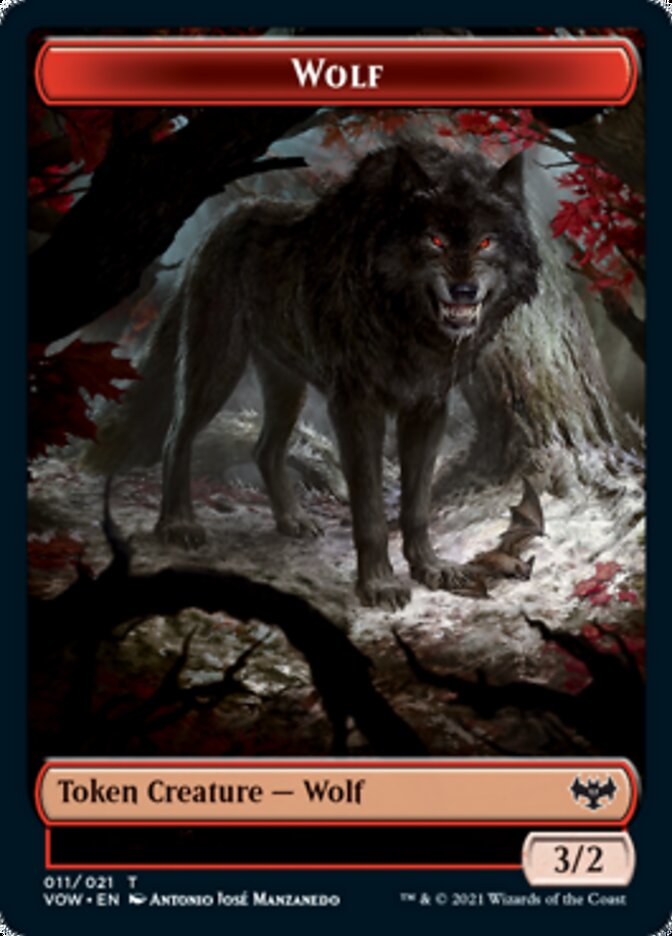 Wolf (011) // Human (010) Double-sided Token [Innistrad: Crimson Vow Tokens] | PLUS EV GAMES 