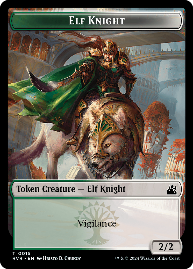 Elf Knight // Angel (0002) Double-Sided Token [Ravnica Remastered Tokens] | PLUS EV GAMES 