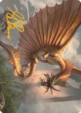 Ancient Gold Dragon Art Card (28) (Gold-Stamped Signature) [Commander Legends: Battle for Baldur's Gate Art Series] | PLUS EV GAMES 