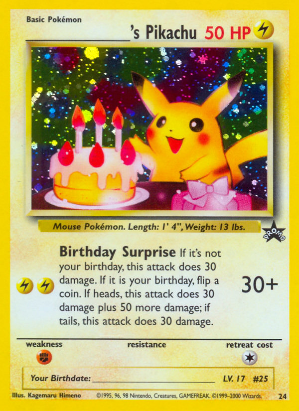 _____'s Pikachu (24) (Birthday Pikachu) [Wizards of the Coast: Black Star Promos] | PLUS EV GAMES 