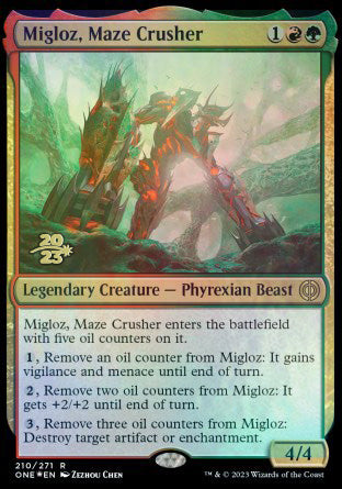 Migloz, Maze Crusher [Phyrexia: All Will Be One Prerelease Promos] | PLUS EV GAMES 