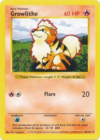 Growlithe (28/102) [Base Set (Shadowless)] | PLUS EV GAMES 