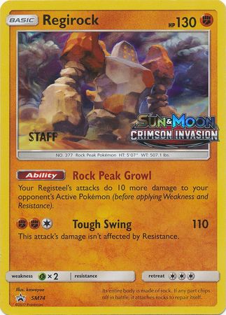 Regirock (SM74) (Staff Prerelease Promo) [Sun & Moon: Black Star Promos] | PLUS EV GAMES 