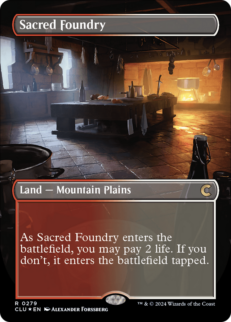 Sacred Foundry (Borderless) [Ravnica: Clue Edition] | PLUS EV GAMES 