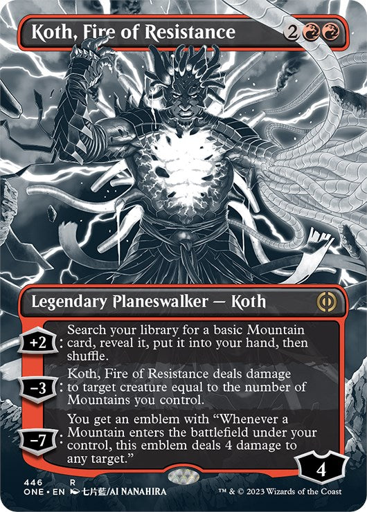 Koth, Fire of Resistance (Borderless Manga Step-and-Compleat Foil) [Phyrexia: All Will Be One] | PLUS EV GAMES 