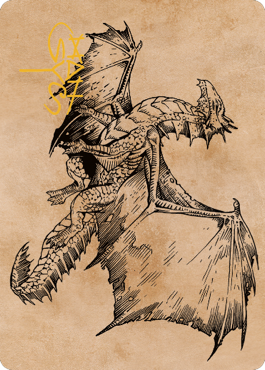 Ancient Bronze Dragon Art Card (58) (Gold-Stamped Signature) [Commander Legends: Battle for Baldur's Gate Art Series] | PLUS EV GAMES 