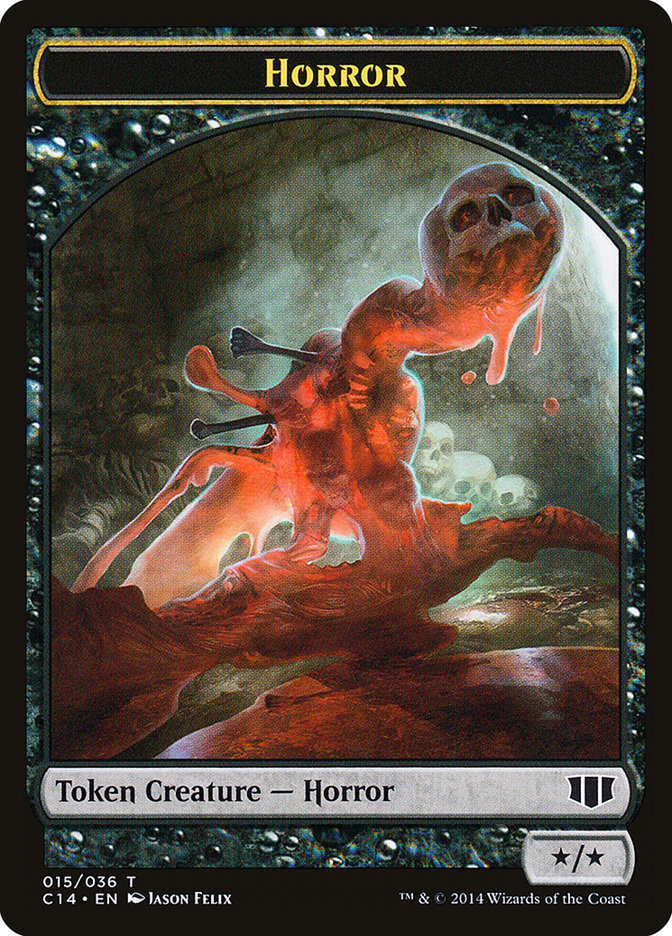 Horror // Zombie (016/036) Double-sided Token [Commander 2014 Tokens] | PLUS EV GAMES 