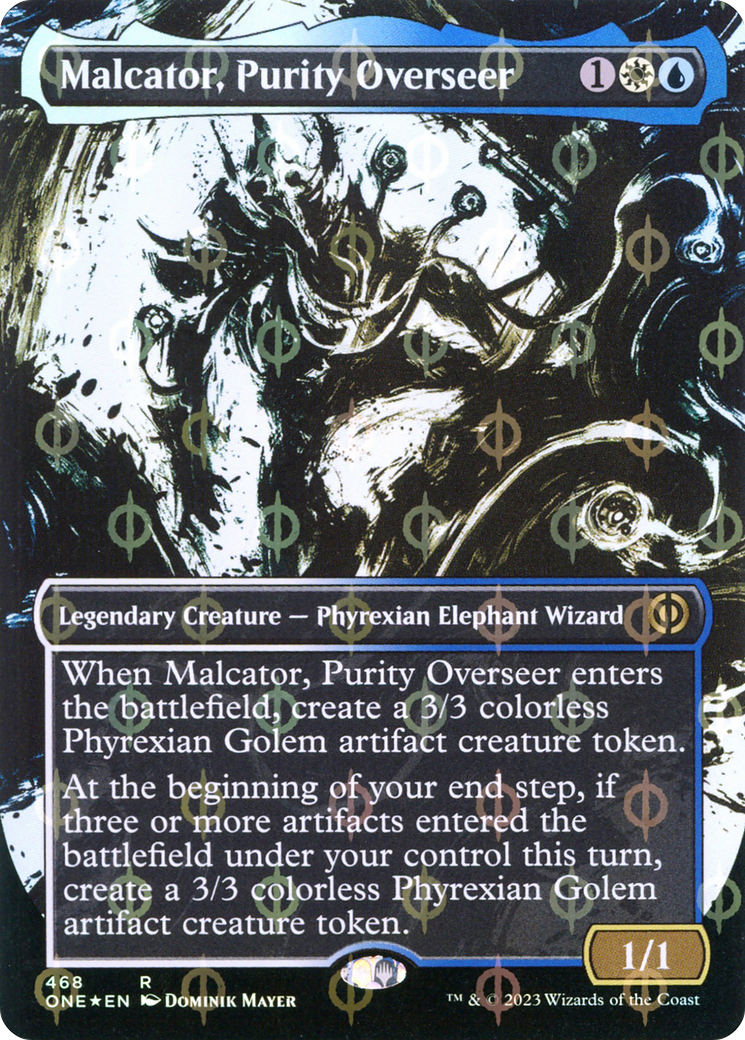 Malcator, Purity Overseer (Borderless Ichor Step-and-Compleat Foil) [Phyrexia: All Will Be One] | PLUS EV GAMES 