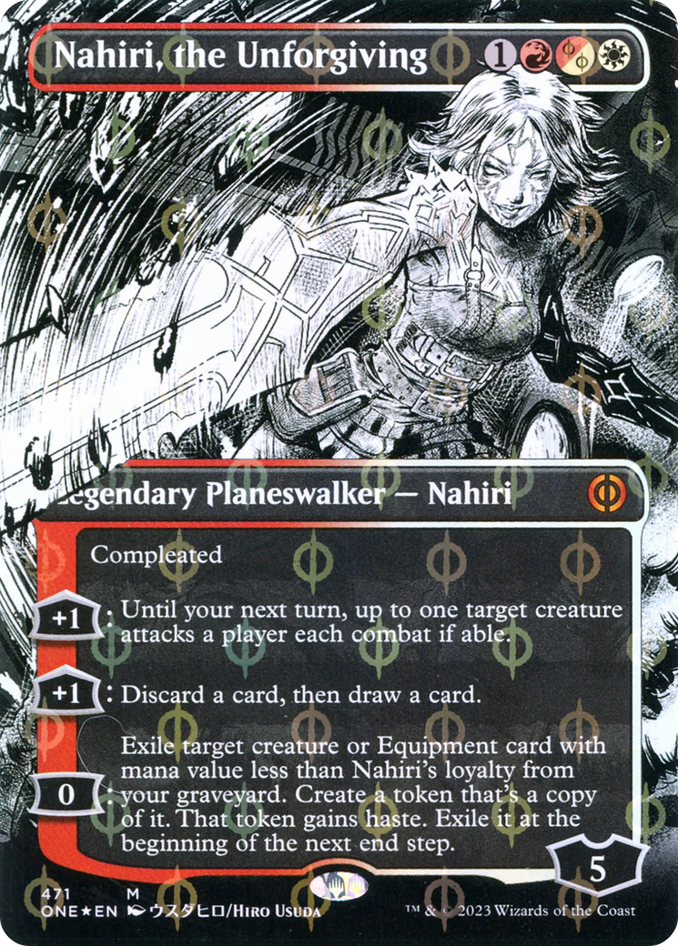 Nahiri, the Unforgiving (Borderless Manga Step-and-Compleat Foil) [Phyrexia: All Will Be One] | PLUS EV GAMES 