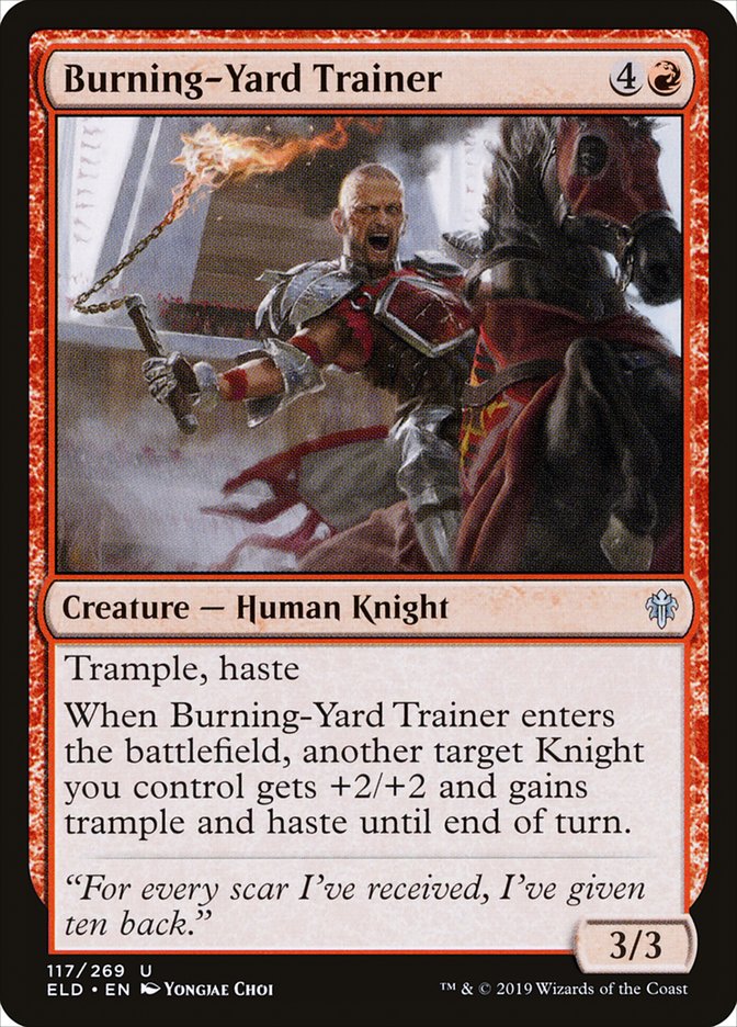 Burning-Yard Trainer [Throne of Eldraine] | PLUS EV GAMES 