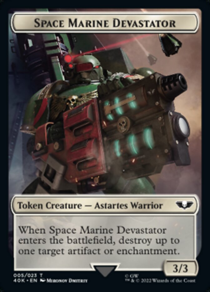 Soldier (002) // Space Marine Devastator Double-sided Token (Surge Foil) [Universes Beyond: Warhammer 40,000 Tokens] | PLUS EV GAMES 