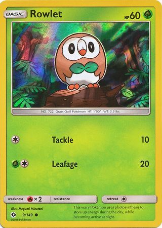 Rowlet (9/149) (Water Web Holo) [Sun & Moon: Base Set] | PLUS EV GAMES 