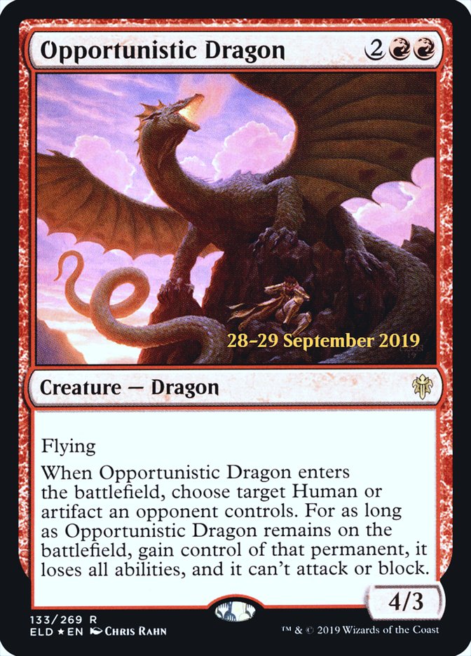 Opportunistic Dragon  [Throne of Eldraine Prerelease Promos] | PLUS EV GAMES 